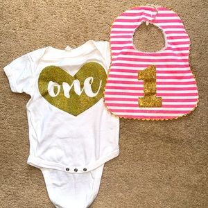 First Birthday onesie and bib